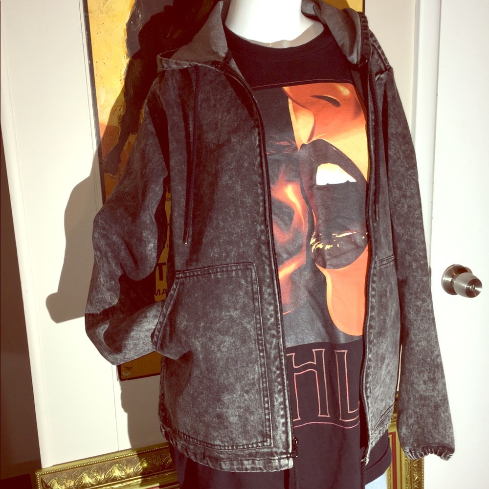 RVCA Men’s  Black Denim Hooded Jacket